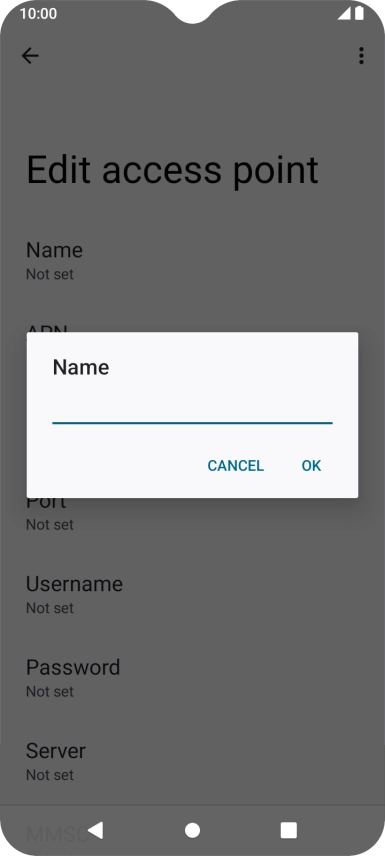 Key in Vodafone Internet and press OK.
