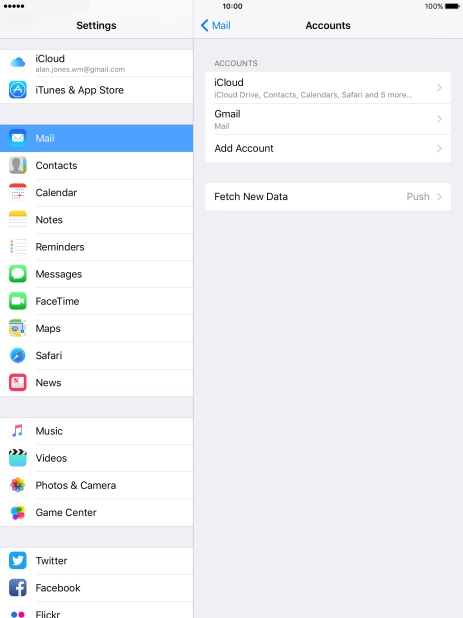 Press the required email account.