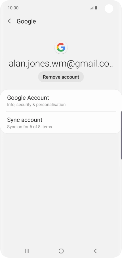 Press Sync account.