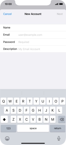 Press Email and key in your email address.