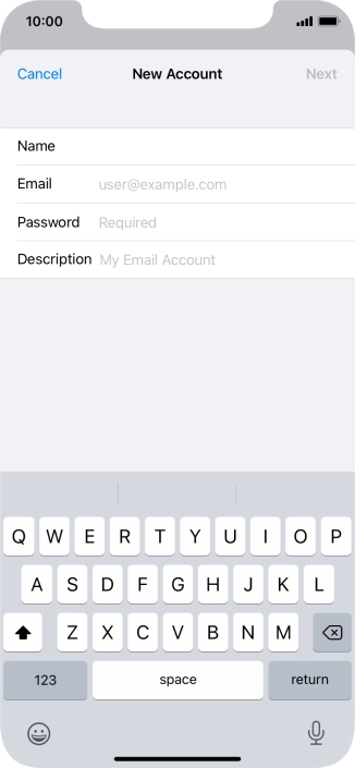 Press Email and key in your email address.