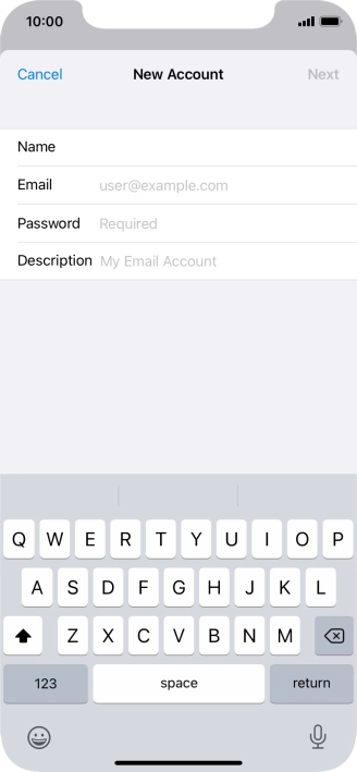 Press Email and key in your email address.