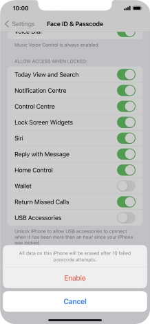 If you turn on the function, press Enable.