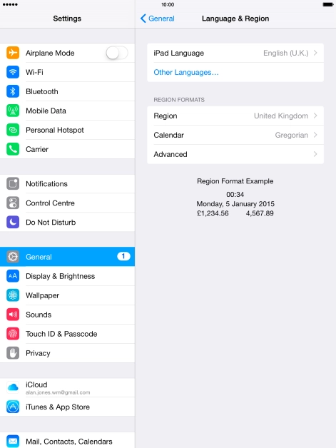 Press iPad Language.