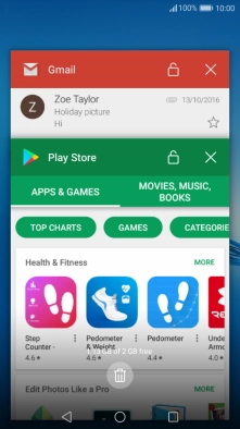 To end one running application, slide your finger right on the required application.