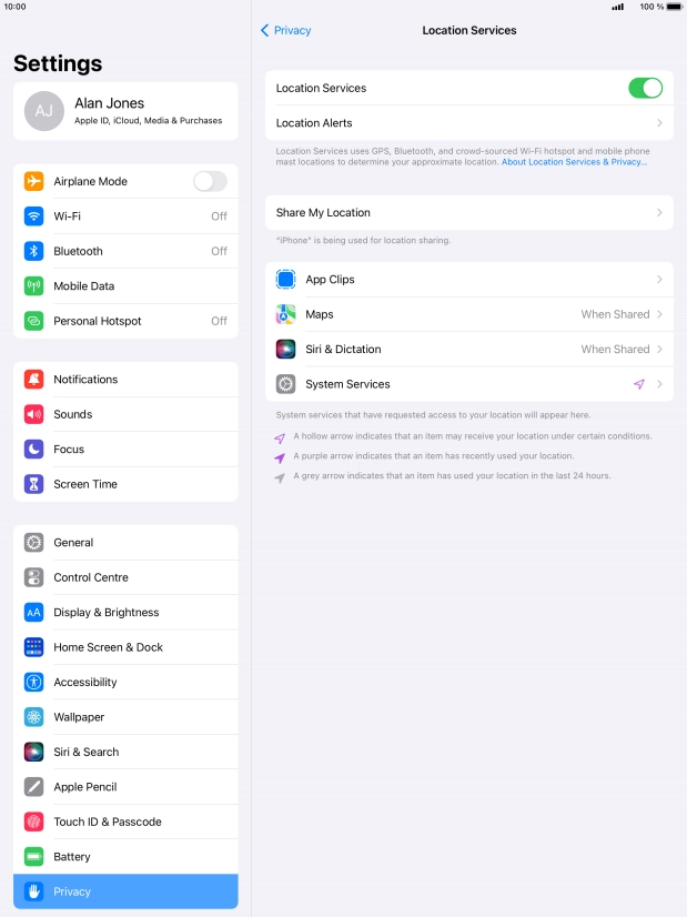 Press the required application. Press the required application.
