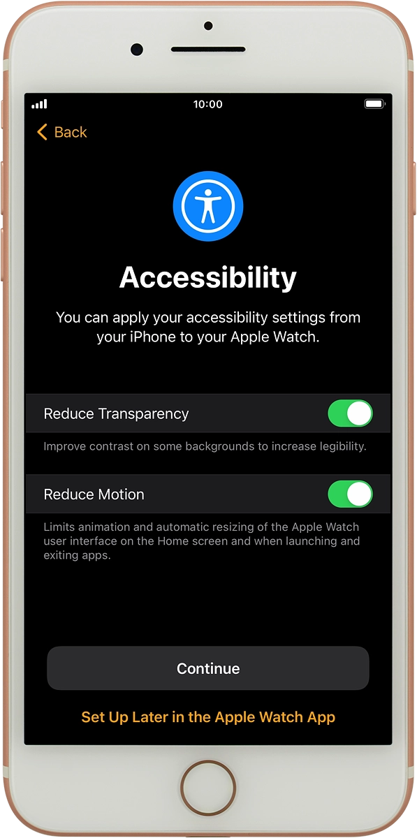 On your phone: Follow the instructions on the screen to select the required settings and press Continue.