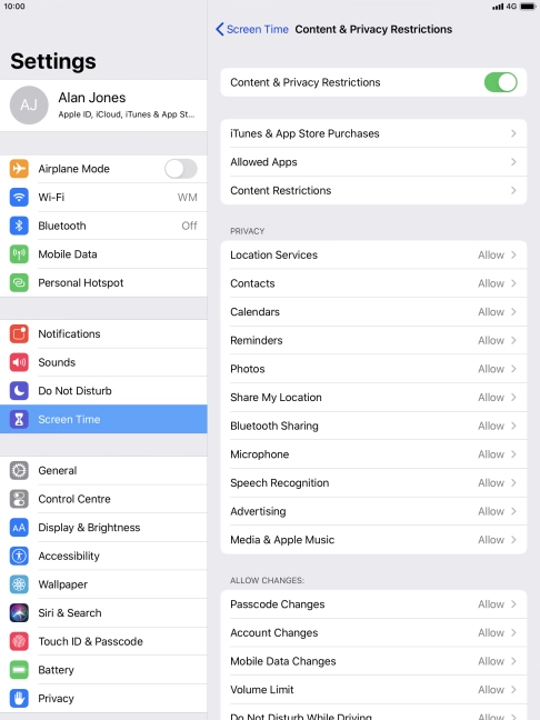 Press the indicator next to 