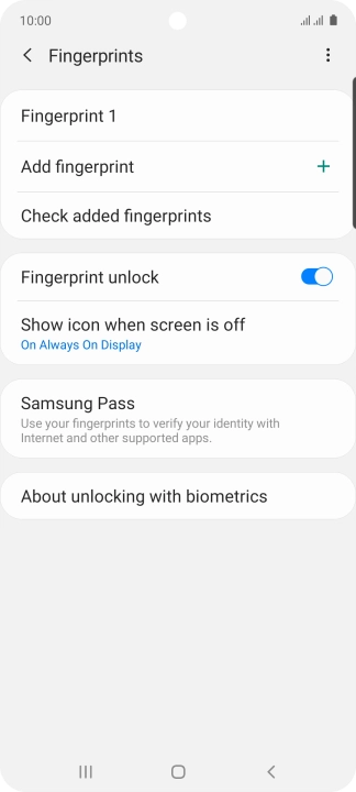 Press the required settings.