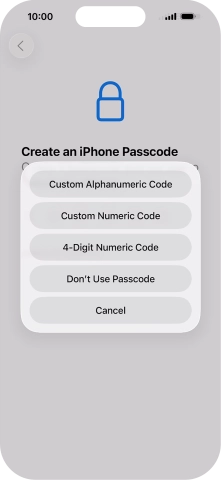 Follow the instructions on the screen to turn on use of phone lock code or press Don't Use Passcode. Follow the instructions on the screen to turn on use of phone lock code or press Don't Use Passcode.