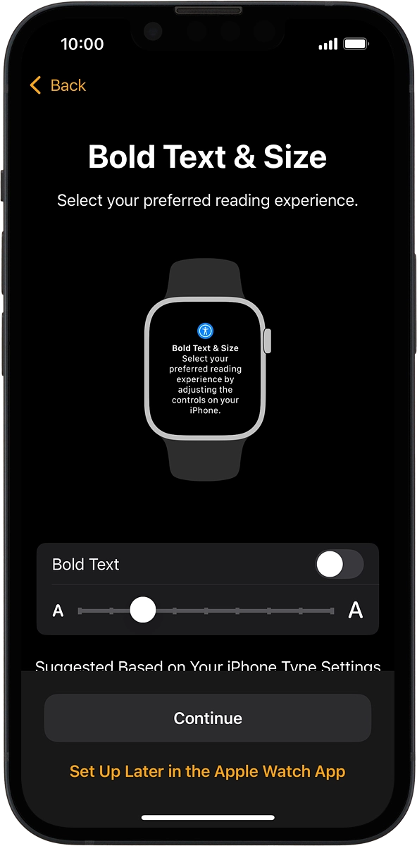 On your phone: Follow the instructions on the screen to select the required settings and press Continue.