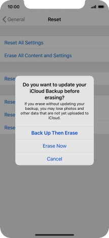 Press the required setting.