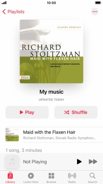 Go to the required category or playlist and press the required audio file.