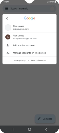 Press the required email account.