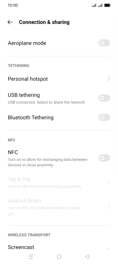 Press Personal hotspot.