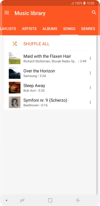 Press the required audio file.