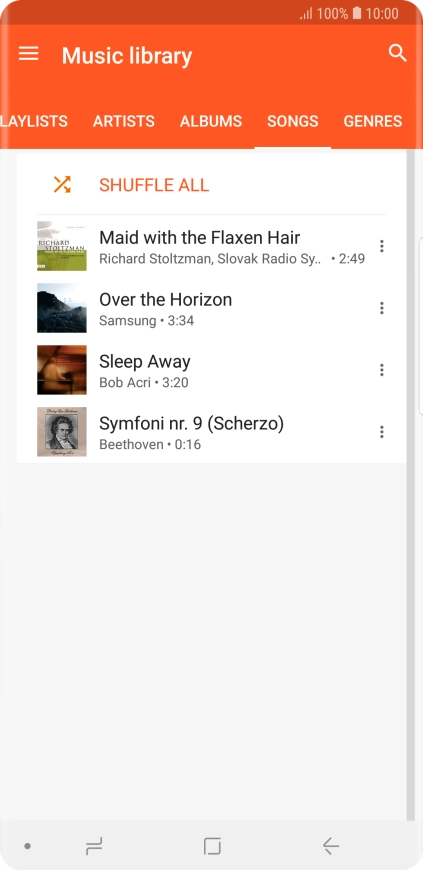 Press the required audio file.