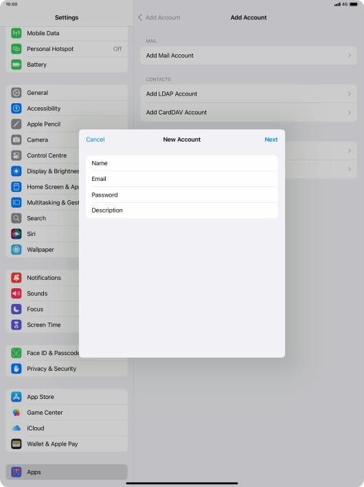 Press Description and key in the required name.
