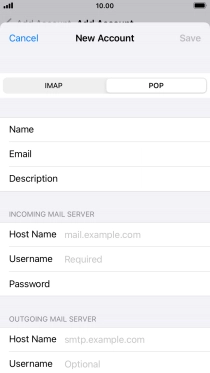 Press Host Name and key in the name of your email provider's incoming server.