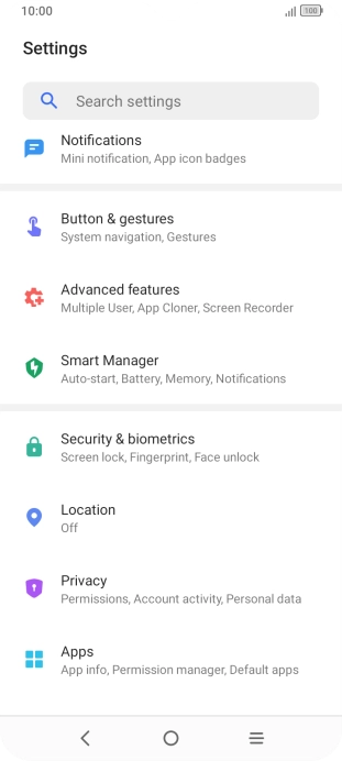 Press Security & biometrics.