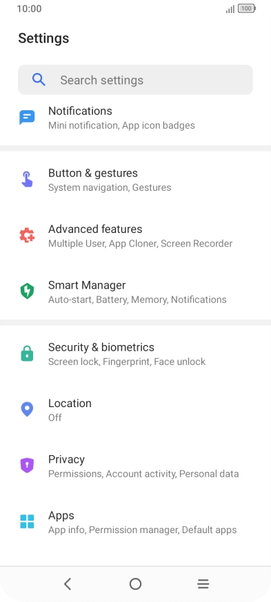 Press Security & biometrics.