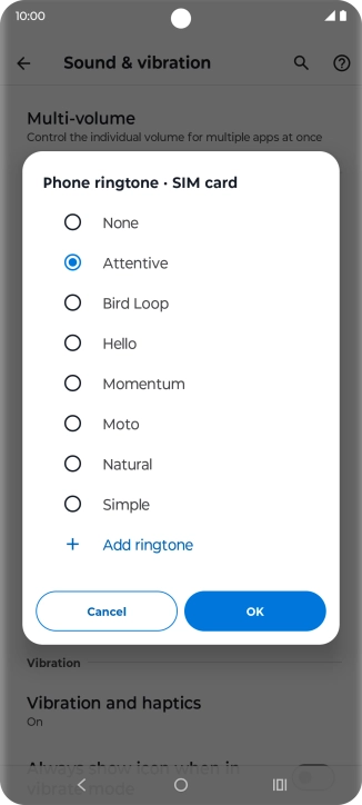 Once you've found a ring tone you like, press OK.