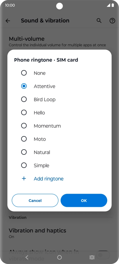 Once you've found a ring tone you like, press OK.