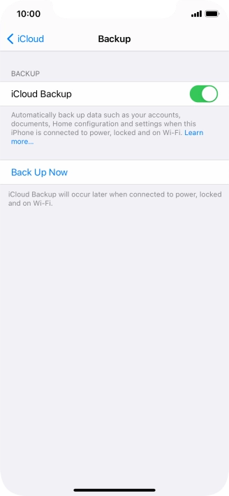 Press Back Up Now and wait while the phone memory is backed up.