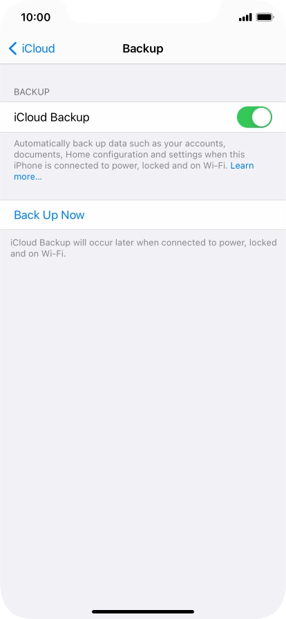 Press Back Up Now and wait while the phone memory is backed up.