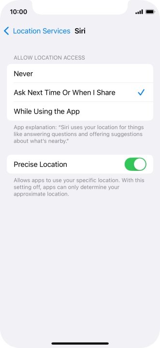 Press the required setting to turn the function on or off.