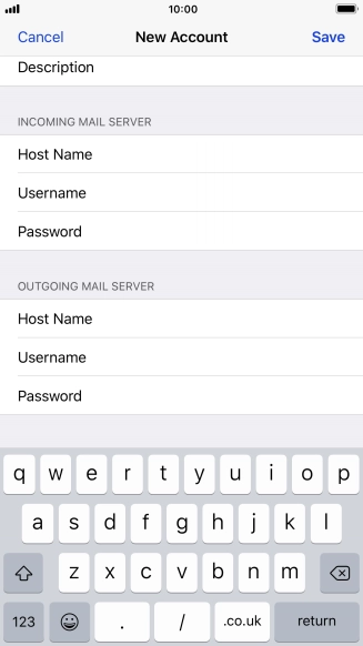 Press Username and key in the username for your email account. Please note that if you're using Vodafone's outgoing server, leave the username field empty.