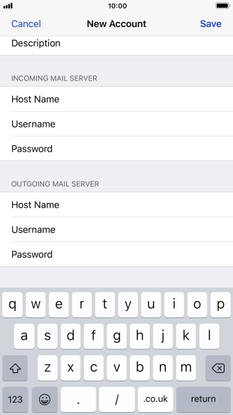 Press Username and key in the username for your email account. Please note that if you're using Vodafone's outgoing server, leave the username field empty.