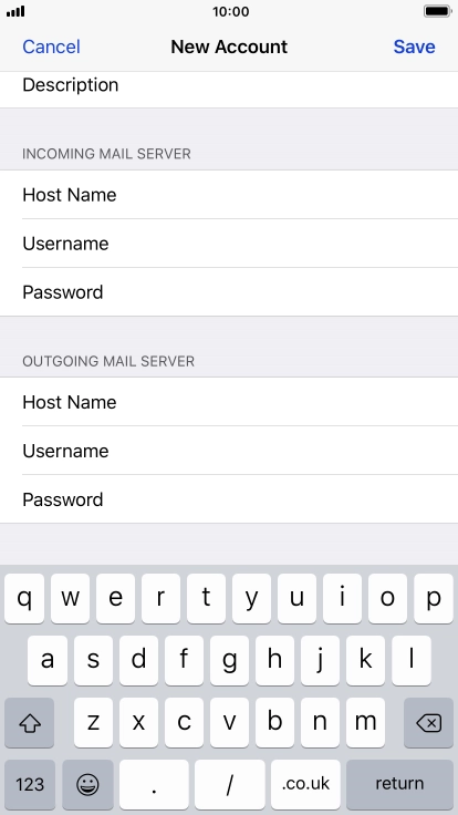 Press Username and key in the username for your email account. Please note that if you're using Vodafone's outgoing server, leave the username field empty.