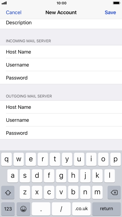 Press Username and key in the username for your email account. Please note that if you're using Vodafone's outgoing server, leave the username field empty.