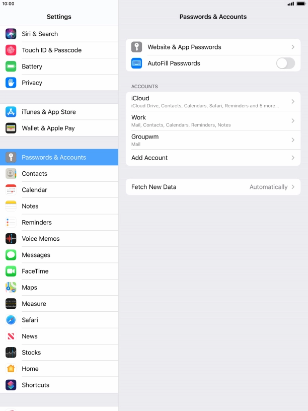 Press the name of the email account you've just set up.