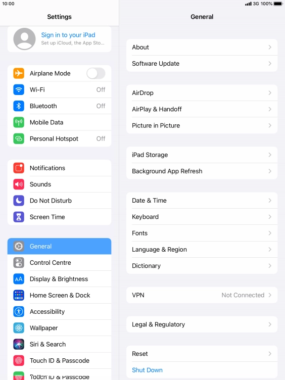 Press Sign in to your iPad.