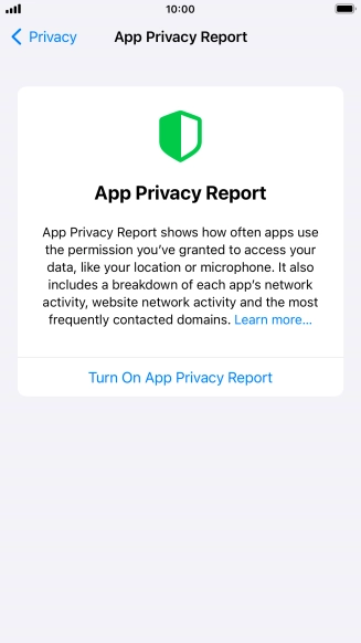Press Turn On App Privacy Report to turn on the function.