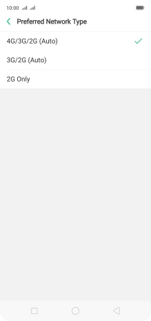 Press the required network mode.