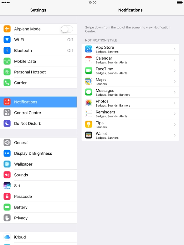 Press the required application.