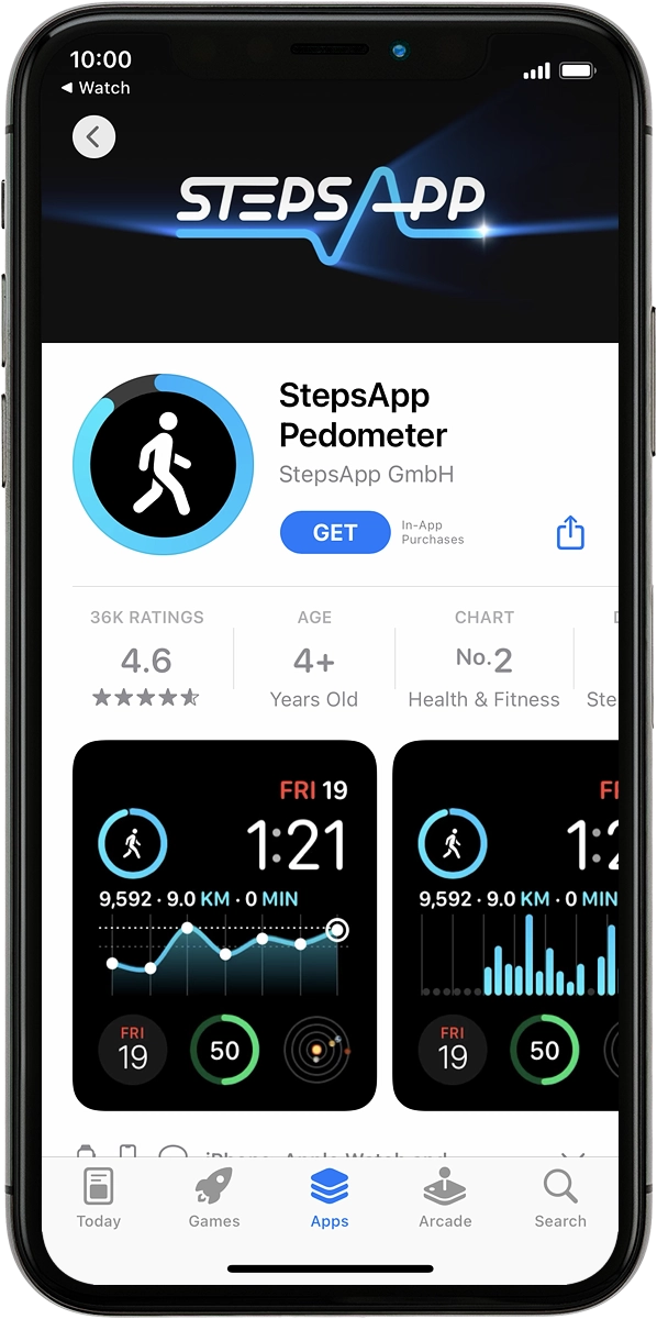 On your phone: Press GET and follow the instructions on the screen to install the app.
