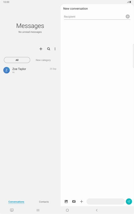 Press the search field and key in the first letters of the recipient's name.
