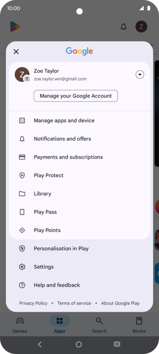 Press Manage apps and device.