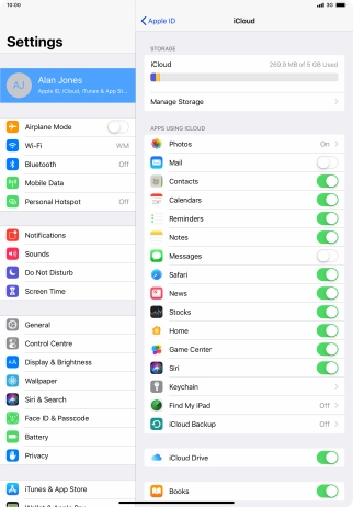 Press iCloud Backup.