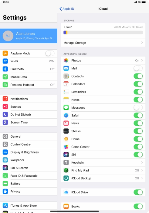 Press iCloud Backup.