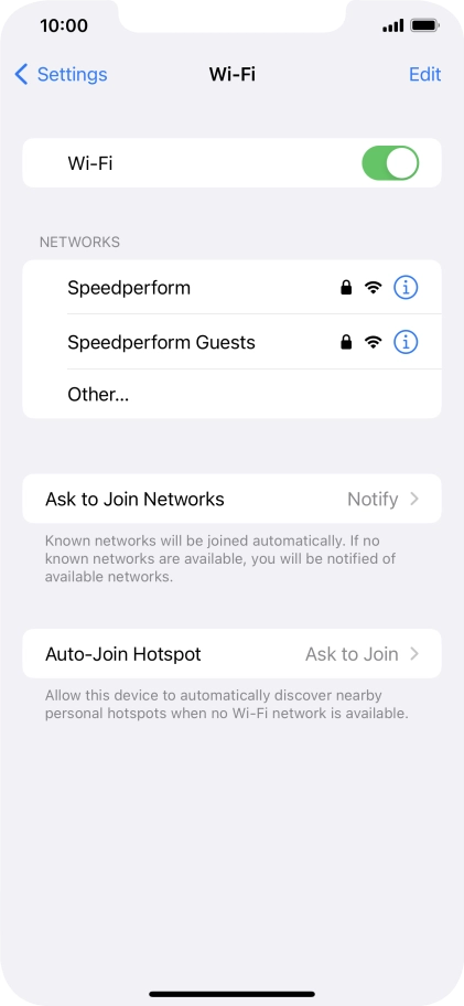 Press the required Wi-Fi network and key in the password for the Wi-Fi network.