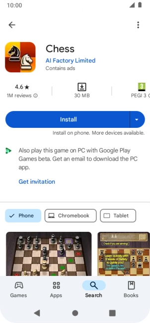 Press Install and follow the instructions on the screen to install the app.
