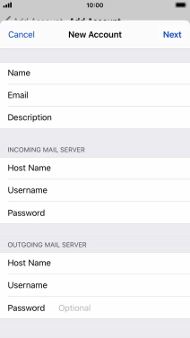 Press Password and key in the password for your email account. Please note that if you're using Vodafone's outgoing server, leave the password field empty.