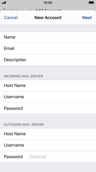 Press Password and key in the password for your email account. Please note that if you're using Vodafone's outgoing server, leave the password field empty.