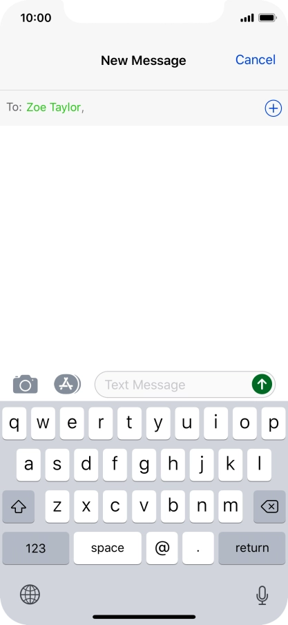 Press the text input field and write the text for your text message.