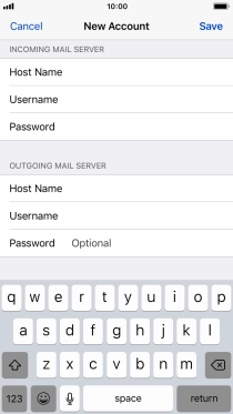 Press Password and key in the password for your email account. Please note that if you're using Vodafone's outgoing server, leave the password field empty.